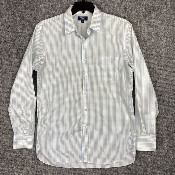 J Crew Shirt Mens L 16 Plaid Thompson Wrinkle Free 80s 2-Ply Top Business Formal - Picture 1 of 12